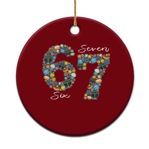 Funny Hanukkah 67 Ceramic Ornament Six Seven Meme Chanukah Dreidel Gelt Star Of David TS11 1pc Red Print Your Wear