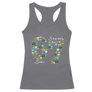 Funny Hanukkah 67 Racerback Tank Top Six Seven Meme Chanukah Dreidel Gelt Star Of David TS11 Charcoal Print Your Wear
