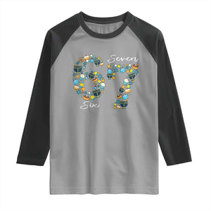 Funny Hanukkah 67 Raglan Shirt Six Seven Meme Chanukah Dreidel Gelt Star Of David TS11 Sport Gray Black Print Your Wear