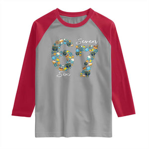 Funny Hanukkah 67 Raglan Shirt Six Seven Meme Chanukah Dreidel Gelt Star Of David TS11 Sport Gray Red Print Your Wear