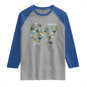 Funny Hanukkah 67 Raglan Shirt Six Seven Meme Chanukah Dreidel Gelt Star Of David TS11 Sport Gray Royal Print Your Wear