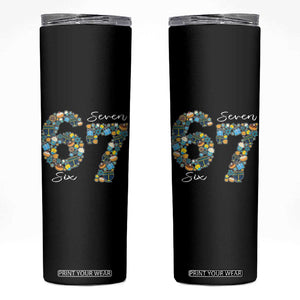 Funny Hanukkah 67 Skinny Tumbler Six Seven Meme Chanukah Dreidel Gelt Star Of David TS11 Black Print Your Wear