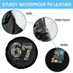 Funny Hanukkah 67 Spare Tire Cover Six Seven Meme Chanukah Dreidel Gelt Star Of David TS11 Print Your Wear