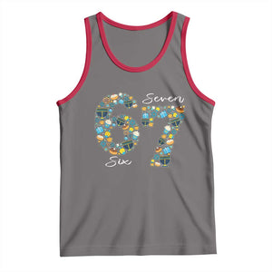 Funny Hanukkah 67 Tank Top Six Seven Meme Chanukah Dreidel Gelt Star Of David TS11 Deep Heather Red Print Your Wear