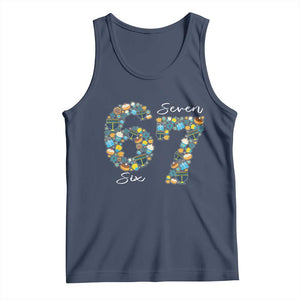 Funny Hanukkah 67 Tank Top Six Seven Meme Chanukah Dreidel Gelt Star Of David TS11 Navy Print Your Wear