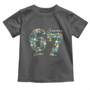 Funny Hanukkah 67 Toddler T Shirt Six Seven Meme Chanukah Dreidel Gelt Star Of David TS11 Dark Heather Print Your Wear