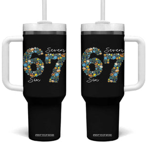 Funny Hanukkah 67 Tumbler With Handle Six Seven Meme Chanukah Dreidel Gelt Star Of David TS11 One Size: 40 oz Black Print Your Wear