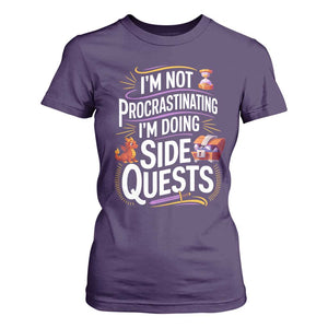 Funny I Am Not Procrastinating I Am Doing Side Quests T Shirt For Women Fantasy RPG Gamer TS11 Purple Print Your Wear