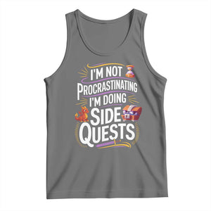 Funny I Am Not Procrastinating I Am Doing Side Quests Tank Top Fantasy RPG Gamer TS11 Black Heather Print Your Wear