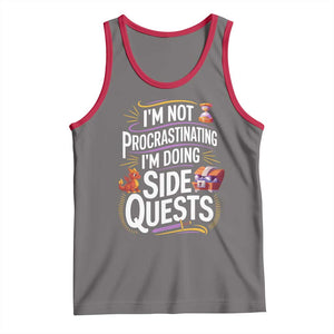 Funny I Am Not Procrastinating I Am Doing Side Quests Tank Top Fantasy RPG Gamer TS11 Deep Heather Red Print Your Wear