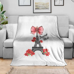 Joyeux Noel Eiffel Tower Throw Blanket Christmas In French Coquette Bow TS11 Print Your Wear