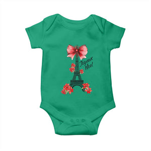 Joyeux Noel Eiffel Tower Baby Onesie Christmas In French Coquette Bow TS11 Irish Green Print Your Wear