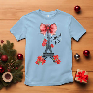 Joyeux Noel Eiffel Tower T Shirt Christmas In French Coquette Bow TS11 Light Blue Print Your Wear