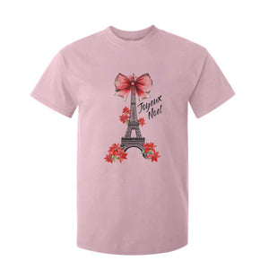 Joyeux Noel Eiffel Tower T Shirt For Kid Christmas In French Coquette Bow TS11 Light Pink Print Your Wear