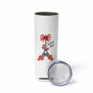 Joyeux Noel Eiffel Tower Skinny Tumbler Christmas In French Coquette Bow TS11 Print Your Wear