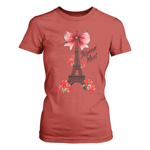 Joyeux Noel Eiffel Tower T Shirt For Women Christmas In French Coquette Bow TS11 Red Print Your Wear