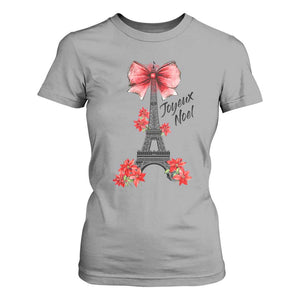 Joyeux Noel Eiffel Tower T Shirt For Women Christmas In French Coquette Bow TS11 Sport Gray Print Your Wear