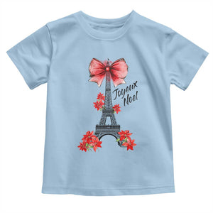 Joyeux Noel Eiffel Tower Toddler T Shirt Christmas In French Coquette Bow TS11 Light Blue Print Your Wear