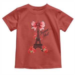 Joyeux Noel Eiffel Tower Toddler T Shirt Christmas In French Coquette Bow TS11 Red Print Your Wear