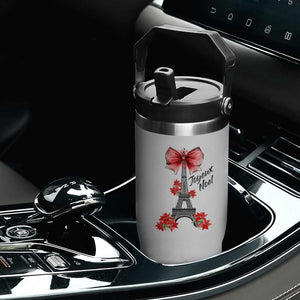 Joyeux Noel Eiffel Tower Flip Straw Tumbler Christmas In French Coquette Bow TS11 Print Your Wear