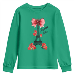 Joyeux Noel Eiffel Tower Youth Sweatshirt Christmas In French Coquette Bow TS11 Irish Green Print Your Wear