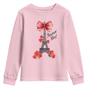 Joyeux Noel Eiffel Tower Youth Sweatshirt Christmas In French Coquette Bow TS11 Light Pink Print Your Wear