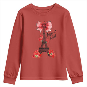 Joyeux Noel Eiffel Tower Youth Sweatshirt Christmas In French Coquette Bow TS11 Red Print Your Wear