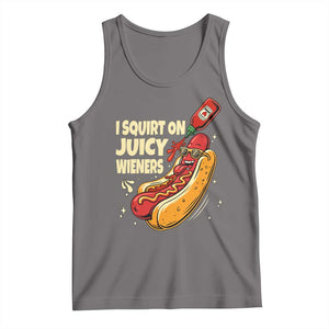 Funny I Squirt On Juicy Wieners Tank Top Inappropriate Dirty Adult Humor Hot Dog Joke TS11 Deep Heather Print Your Wear