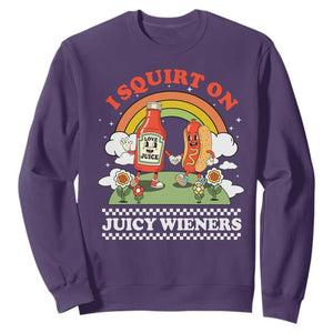 Funny I Squirt On Juicy Wieners Sweatshirt Adult Humor Dirty Gag Hot Dog Joke TS11 Purple Print Your Wear