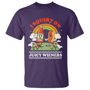 Funny I Squirt On Juicy Wieners T Shirt Adult Humor Dirty Gag Hot Dog Joke TS11 Purple Print Your Wear
