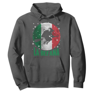 La Befana Italian Christmas Hoodie Xmas Witch Folklore Italy Holiday TS11 Dark Heather Print Your Wear