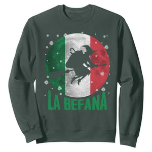 La Befana Italian Christmas Sweatshirt Xmas Witch Folklore Italy Holiday TS11 Dark Forest Green Print Your Wear