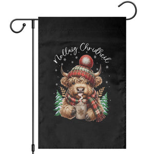 Scottish Christmas Garden Flag Nollaig Chridheil Gaelic Xmas Higland Cow TS11 Black Print Your Wear
