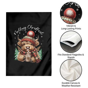 Scottish Christmas Garden Flag Nollaig Chridheil Gaelic Xmas Higland Cow TS11 Print Your Wear