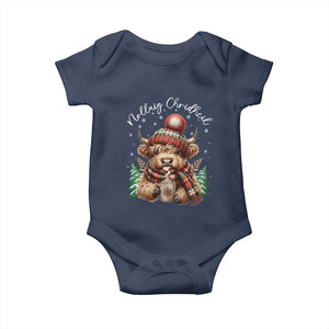 Scottish Christmas Baby Onesie Nollaig Chridheil Gaelic Xmas Higland Cow TS11 Navy Print Your Wear
