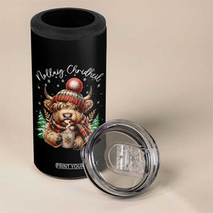 Scottish Christmas 4 in 1 Can Cooler Tumbler Nollaig Chridheil Gaelic Xmas Higland Cow TS11 Print Your Wear
