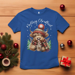 Scottish Christmas T Shirt Nollaig Chridheil Gaelic Xmas Higland Cow TS11 Royal Blue Print Your Wear