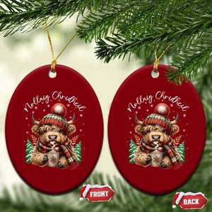 Scottish Christmas Ceramic Ornament Nollaig Chridheil Gaelic Xmas Higland Cow TS11 Print Your Wear