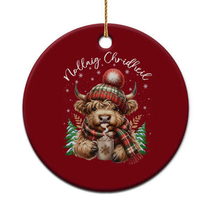 Scottish Christmas Ceramic Ornament Nollaig Chridheil Gaelic Xmas Higland Cow TS11 1pc Red Print Your Wear