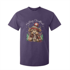 Scottish Christmas T Shirt For Kid Nollaig Chridheil Gaelic Xmas Higland Cow TS11 Purple Print Your Wear