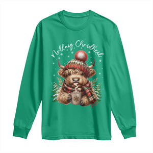 Scottish Christmas Long Sleeve Shirt Nollaig Chridheil Gaelic Xmas Higland Cow TS11 Irish Green Print Your Wear