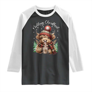 Scottish Christmas Raglan Shirt Nollaig Chridheil Gaelic Xmas Higland Cow TS11 Black White Print Your Wear