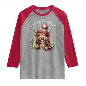 Scottish Christmas Raglan Shirt Nollaig Chridheil Gaelic Xmas Higland Cow TS11 Sport Gray Red Print Your Wear