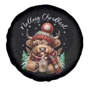 Scottish Christmas Spare Tire Cover Nollaig Chridheil Gaelic Xmas Higland Cow TS11 Print Your Wear