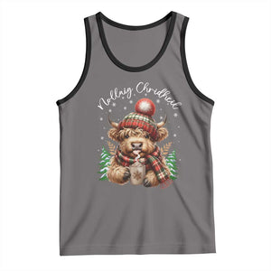 Scottish Christmas Tank Top Nollaig Chridheil Gaelic Xmas Higland Cow TS11 Deep Heather Black Print Your Wear