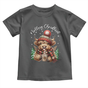 Scottish Christmas Toddler T Shirt Nollaig Chridheil Gaelic Xmas Higland Cow TS11 Dark Heather Print Your Wear