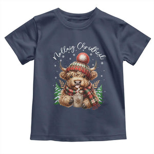 Scottish Christmas Toddler T Shirt Nollaig Chridheil Gaelic Xmas Higland Cow TS11 Navy Print Your Wear