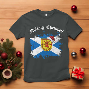 Scottish Christmas T Shirt Nollaig Chridheil Gaelic Xmas Scotland Lion Rampant TS11 Dark Heather Print Your Wear