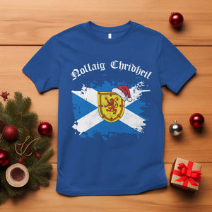 Scottish Christmas T Shirt Nollaig Chridheil Gaelic Xmas Scotland Lion Rampant TS11 Royal Blue Print Your Wear