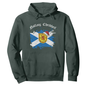 Scottish Christmas Hoodie Nollaig Chridheil Gaelic Xmas Scotland Lion Rampant TS11 Dark Forest Green Print Your Wear